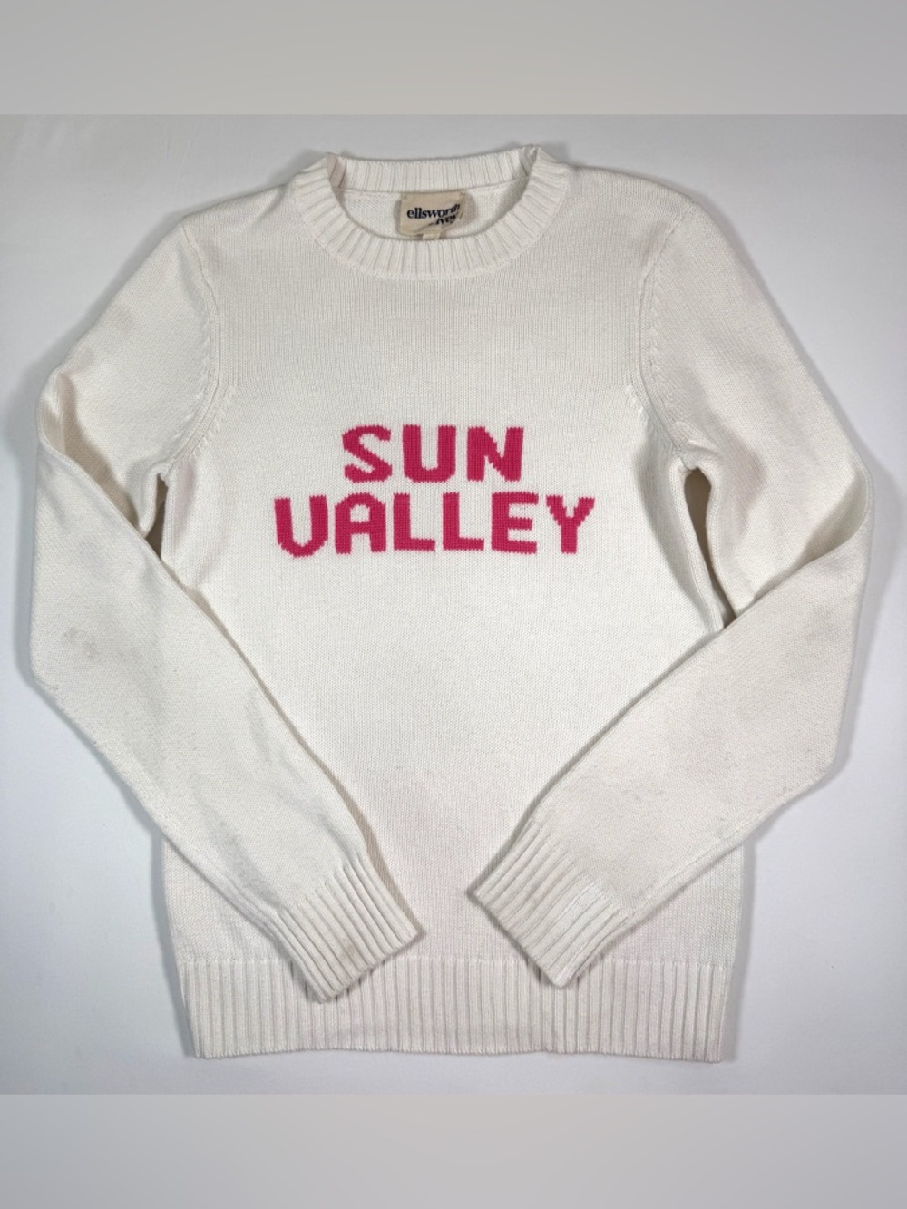 ELLSWORTH + IVEY "Sun‎ Valley" Apres-Ski Knit Cream Pullover Sweater Preppy XS